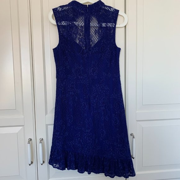 Guess Royal Blue Open Front Lace Dress - Picture 5 of 5